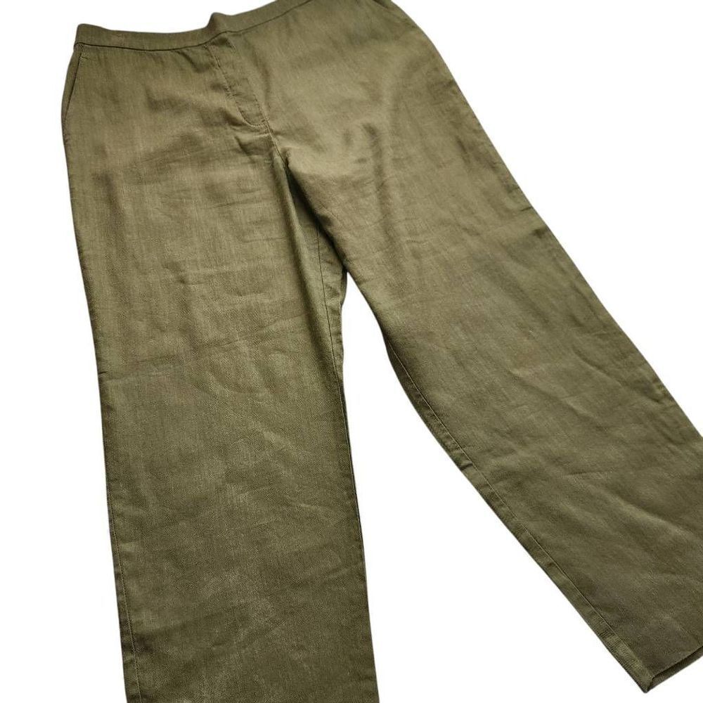 St John Pants Womens Large Linen Blend Ankle Pull On Careerwear Business Profess